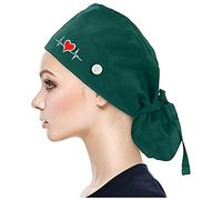 Nurse caps with sweatband and tie-back design on the back. Scrub Cap with Buttons Operating room hat beautician hat dust gourd hat.