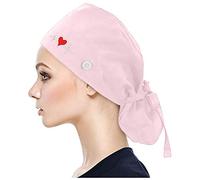 Nurse caps with sweatband and tie-back design on the back. Scrub Cap with Buttons Operating room hat beautician hat dust gourd hat.
