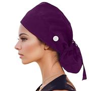 Nurse caps with sweatband and tie-back design on the back. Scrub Cap with Buttons Operating room hat beautician hat dust gourd hat.