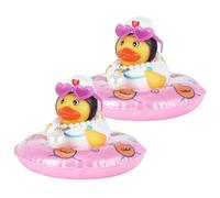 Nurse Duck DIY Rubber Ducks Car Decor - Pink Dashboard Ornament with Swim Ring, Heart Sunglasses & Pearl Necklace, Squeaky Stress Relief for Car, Office, Home