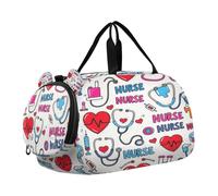 Nurse Elements Cartoon Duffel Bag with Shoes Compartment Lightweight Carry On Overnight Bag for Travel, Sports, Fitness & Workout bolso de viaje para hombre
