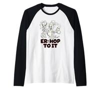 Nurse ER Hop to It Retro Cartoon Bunny Defibrillator Coffee Raglan Baseball Tee