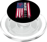 Nurse Flag Heartbeat Line USA American Heroes Nurses PopSockets PopGrip for MagSafe