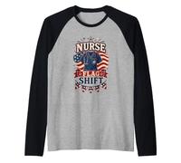 Nurse Flag Shift Patriotic Vintage Raglan Baseball Tee