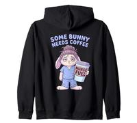 Nurse Fuel Some Bunny Needs Coffee Scrubs Tired Bunny Zip Hoodie