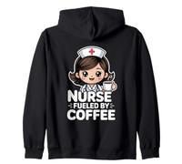 Nurse Fueled By Coffee Cute Kawaii Nurse Life Zip Hoodie