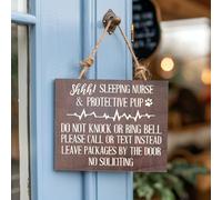 Nurse Gift, Do Not Disturb, Door Sign, Nurse Sleeping, Protective Dog, Night Shift Nurse, Sleeping Nurse, Nurse Decor 8" x 10"