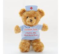 Nurse Gift/ Doctor Gift Personalised Teddy Bear with Name, Text or Blessing, Bear Plush to Protect and Cuddle at Bedtime, Personalised Gifts for Birthday/ Graduation for Medical Student (8IN-Nurse 4)