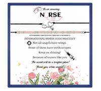 Nurse Gifts for Women Bracelet - Nurses Week Practitioner Appreciation Graduation Retirement Student Work Christmas Valentines School Gifts Natural Stone Stethoscope with Motivational Card Morse Code