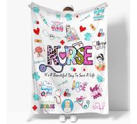 Nurse Gifts for Women Cozy Soft Funny Nurse Throw Blanket Cartoon Nursing Supplies for Nurses Practitioner Nursing Blanket for Nurses Day Gifts School Graduate Birthday Appreciation Gifts White