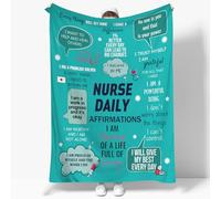Nurse Gifts for Women Cozy Soft Nurse Throw Blanket Daily Affirmations for Nurses Practitioner Nursing Blanket for Nurses Day Gifts School Graduate Birthday Appreciation Gifts Blue