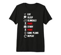 Nurse Gifts Nursing Student Eat Sleep Clinicals Panic Study Premium T-Shirt