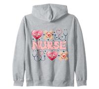 Nurse Heart Stethoscope Bandage Healthcare Appreciation Zip Hoodie