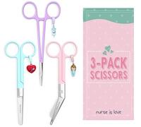 Nurse is Love Scissors Kit, 3pcs - Modern Style Stainless Steel Mayo & Bandage Scissors for First Aid, Vet, Students Multi Tool with Charm Identifier, Office & Home Multi Purpose