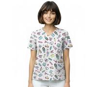 Nurse is Love Women's Scrub Top - Women's Work Jacket | T-Shirt - Nurse Uniform | Nurse Pyjamas Designs with Pockets Ideal for Saving Pockets | Gifts, Nurse White, L