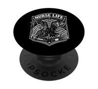 Nurse Life Bony Hands Stethoscope Martini RN PopSockets Adhesive PopGrip