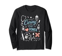 Nurse Life Medical Care Heart Power with Stethoscope Syringe Long Sleeve T-Shirt