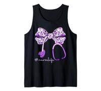 Nurse Life Purple Stethoscope Bow Nursing Nurse Week Womens Tank Top
