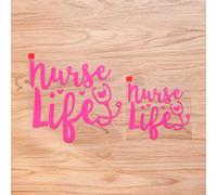 Nurse Life Stethoscope Hearts Sticker Decal Vinyl - 2 Pack Hot Pink, 10.2cm, 15.2cm - No Background Die Cut for Car Boat Laptop