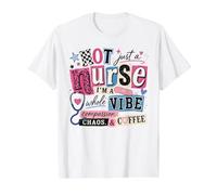 Nurse Life Whole Vibe Compassion Chaos Coffee RN Value Graphic T-Shirt, Men, White, L
