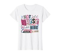 Nurse Life Whole Vibe Compassion Chaos Coffee RN Value Graphic T-Shirt, Women, White, M