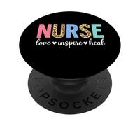 Nurse love inspire heal nursing profession apparel PopSockets Adhesive PopGrip