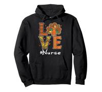 Nurse Love Thanksgiving Leopard Turkey Autumn Fall Pullover Hoodie