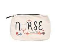 Nurse Makeup Bag Cosmetic Bags for Women RN Gifts for Nurses Graduation Retirement Appreciation Gifts for Women Nursing Student Assistant Nurse Accessories for Work - Nurse Survival Kit, Beige