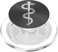 Nurse Medical Silver on Smoke Color Caduceus Rod Asclepius PopSockets PopGrip for MagSafe