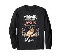 Nurse Midwife Birth Worker Faith Jesus Christian Midwife Long Sleeve T-Shirt