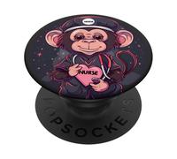 Nurse Monkey Nurse Appreciation Doctor Monkey Stethoscope PopSockets Adhesive PopGrip
