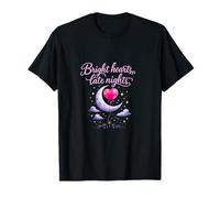 Nurse Night Shift Bright Hearts Late Nights Design T-Shirt
