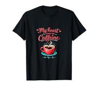 Nurse Night Shift Caffeine Heart Coffee Cup Graphic T-Shirt