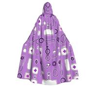 Nurse Pattern Purple Print Halloween Cloak, Carnival Cape For Theme Parties, Haunted Houses And Cosplay
