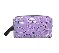 Nurse Pattern Purple Print Large Capacity Travel Toiletry Bag Unisex Daily Use Storage Weekend Trips Pouch