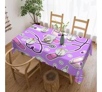 Nurse Pattern Purple print Tablecloth, Square lace farmhouse tablecloth, for indoor and outdoor dining