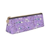 Nurse Pattern Purple Print Triangle Pencil Pens Case Large-Capacity Stationery Organizer Pouch Office Travel