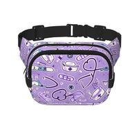 Nurse Pattern Purple print Womens Fanny Pack Everyday Hip Pouch Waist Bag for Travel Outdoor Running Hunting for Adult, Black, One Size
