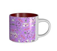 Nurse Pattern Purple Printing Large-Capacity Ceramic Mugs, Versatile Cups for Coffee,Tea,Easy to Hold,Perfect for Workspaces
