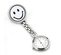 Nurse Pocket Watch Quartz - Silver White Smile Face Clip Brooch Pendant