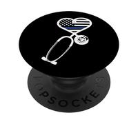 Nurse Police Wife Officer Thin Blue Line Heart Flag Black PopSockets Adhesive PopGrip