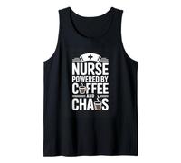 Nurse Powered By Coffee and Chaos Funny Nurse Life Tank Top