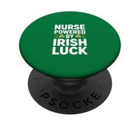Nurse Powered By Irish Luck Shamrock Clover PopSockets Adhesive PopGrip