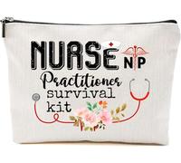 Nurse Practitioner Survival Kit Makeup Bag - Travel Cosmetic Pouch - Medical Student Organizer - Funny Nurse Zipper Bag - Gift For Women Friends