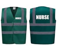 Nurse Premium Green Hi Vis Vest - High Visibility Safety Waistcoat with Reflective Bands for Company Compliance First Aid & Medical Staff, Brook Hi Vis (Green, XLarge)