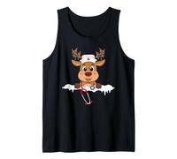 Nurse Reindeer Christmas Scrub Tops Stethoscope Nursing Xmas Tank Top