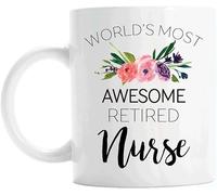 Nurse Retirement Gift, Mug with Quote 'World's Most Awesome Retired Nurse 11 Oz