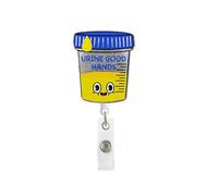 Nurse Retractable Badge Reel with Alligator Clip Urine Good Hands ID Card Badge Holder Cute Urine Cup Badge Funny Silver Glitter Badge Reel Gift for Kidney Urology Nurse Doctor Medical Work