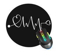 Nurse Rn Mouse Pad, Heartbeat Stethoscope Mouse Pads For Desk, Stitched Edge Mousepad With Non-Slip Rubber Base, Gaming Mouse Mat For Computer Laptop Home Office 7.8X7.8 Inch