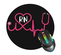 Nurse Rn Mouse Pad, Stethoscope Mouse Pads For Desk, Stitched Edge Mousepad With Non-Slip Rubber Base, Gaming Mouse Mat For Computer Laptop Home Office 7.8X7.8 Inch